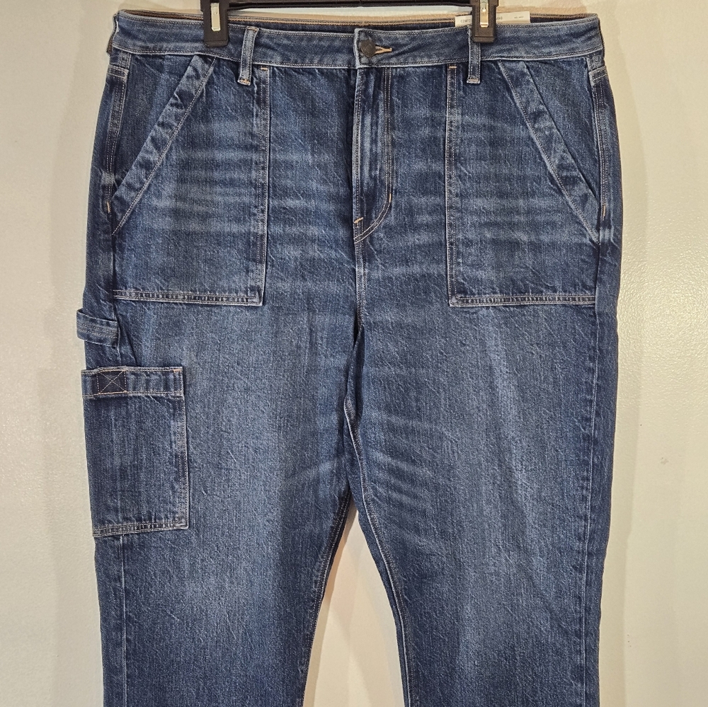 American Eagle Mom Blue Utility Denim Jeans 18 - Picture 3 of 13